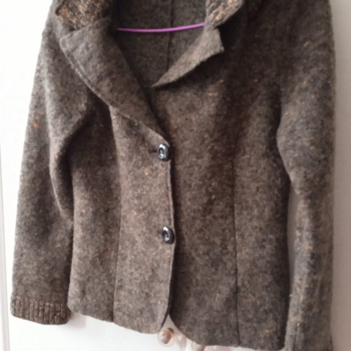 Vezzо wool cardigan used, size S, brown, with detachable hood