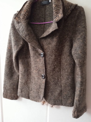 Vezzо wool cardigan used, size S, brown, with detachable hood