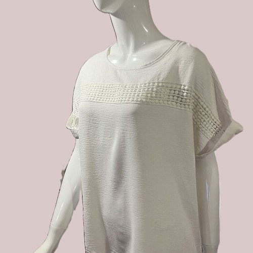 Blouse XL used, light beige with embossed chest design and cuff revers