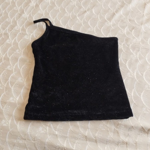 Danoff blouse one size black with silver thread, like new