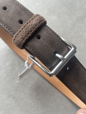 H&M women's suede belt 100cm new, brown with metal buckle