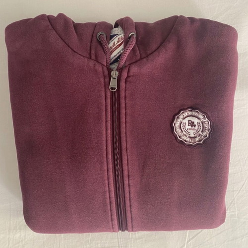 Russell Athletic kids hoodie sweatshirt used, burgundy with zipper