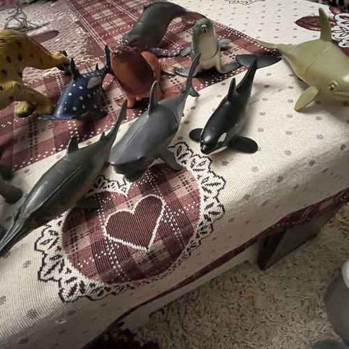Plastic animals used, set of 30, farm jungle sea