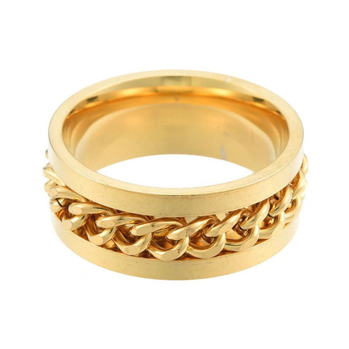 Steel chain spinner ring new, gold plated