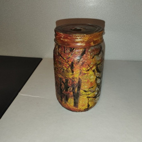 Hand-painted decorative candle holder like new, summer theme