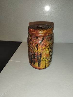 Hand-painted decorative candle holder like new, summer theme