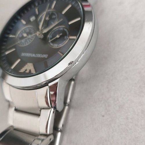 Emporio Armani men's watch used, silver with mark