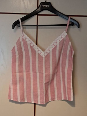 Striped women's camisole like new, cotton and viscose, pink, size M