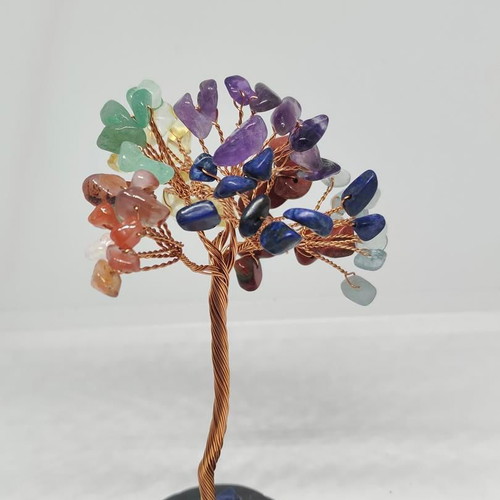7 Chakra Tree with Semi-Precious Stones and Agate Base like new