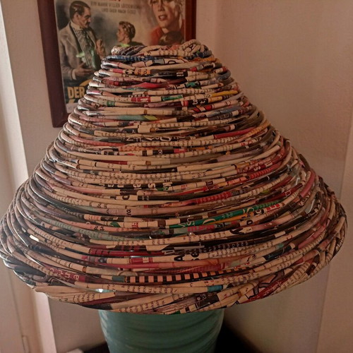 Table lamp with handmade shade vintage like new