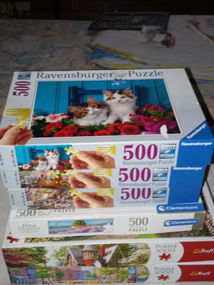 Puzzle set like new, 2x1000 pieces and 4x500 pieces