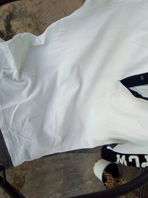 Men's polo shirt white and black, size large