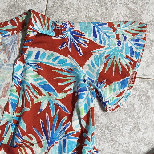 Cotton Linen Top and Bermuda Set new, tropical print, size M-L