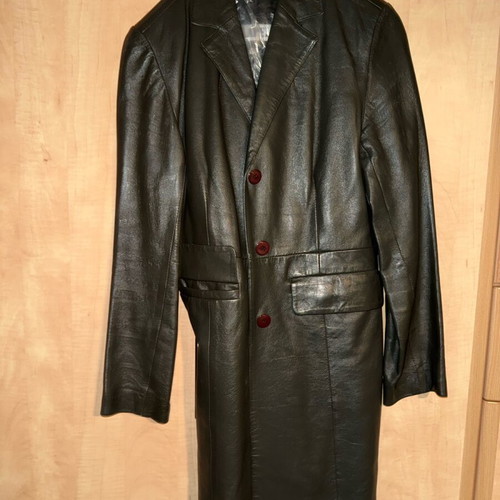 Vintage Dark Brown Leather Coat XS Lapel like new