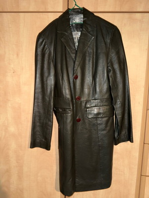 Vintage Dark Brown Leather Coat XS Lapel like new