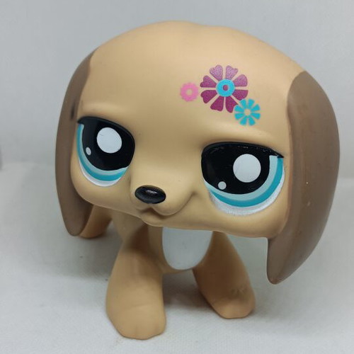 Littlest Pet Shop Jumbo Beige Dachshund figure used, Hasbro