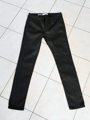 Mango stretch waxed skinny jeans black size 40 L