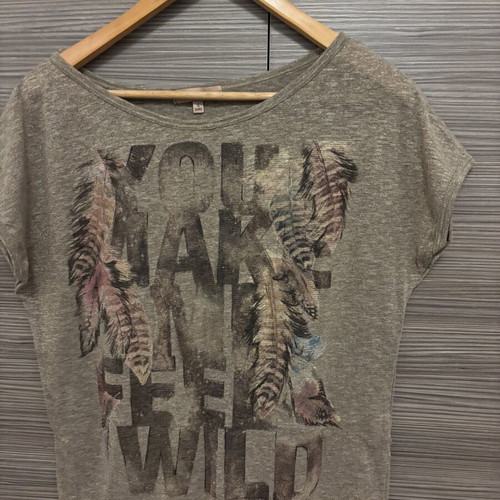 Bershka blouse used, gray with silver thread
