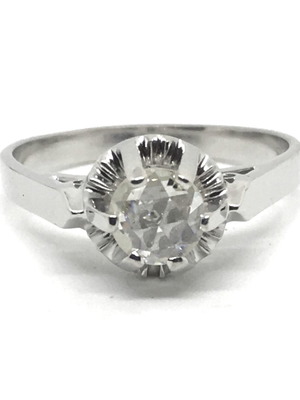 Δαχτυλίδι μονόπετρο vintage 1970s σαν καινούργιο, λευκόχρυσο 18k με διαμάντι 0.30ct