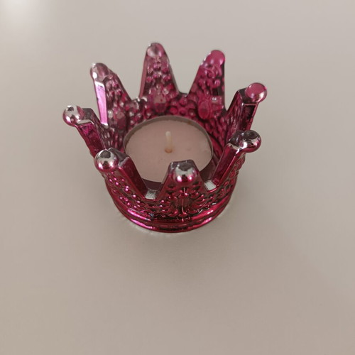 Pink Tealight Candle With Crown Holder Like New