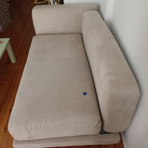 Two-seater sofa used, beige/grey