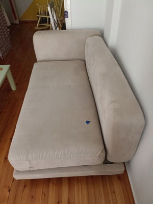 Two-seater sofa used, beige/grey