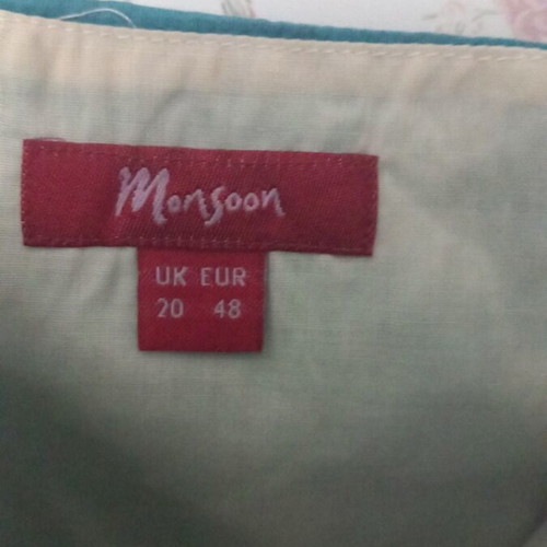 Monsoon summer dress used, white and turquoise, size 20