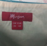 Monsoon summer dress used, white and turquoise, size 20