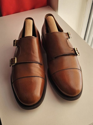 Pollini tan double monkstrap italian leather shoes  Size EU 43