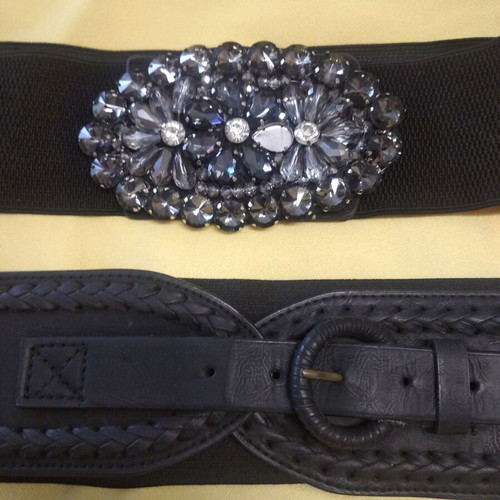 Set of two elastic belts, black