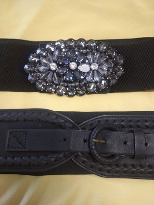 Set of two elastic belts, black
