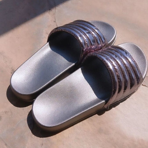 Gun metal silver slides, size 37