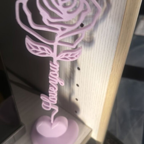 3D printed decorative rose with I love you base