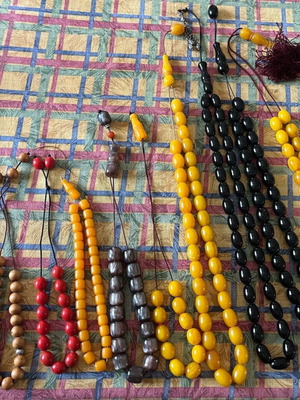 Worry beads used, pack of 10 small and large, unknown material