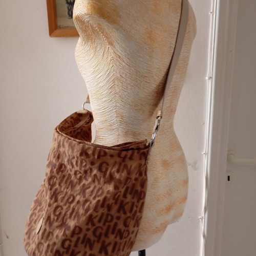 Kipling shoulder bag used, beige and brown crossbody