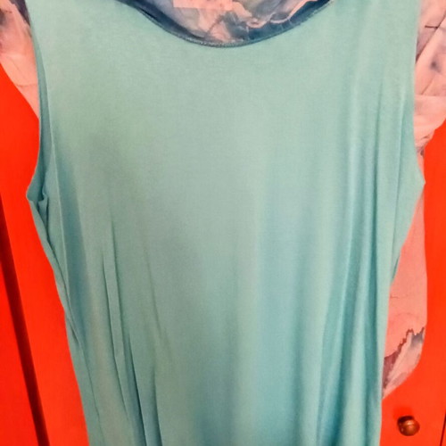 Tunic floral blue with inner tank top, new, one size