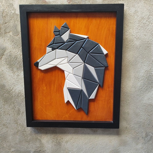 Geometric Wolf 3D Wooden Wall Art Prism Lykos new