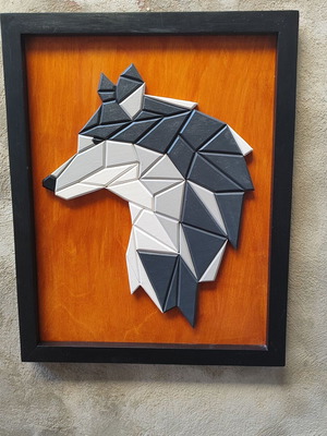 Geometric Wolf 3D Wooden Wall Art Prism Lykos new