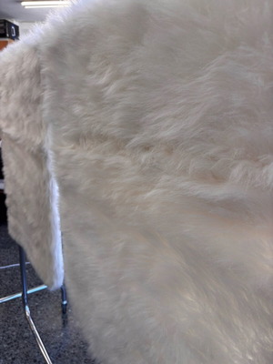 Furry white runner rugs like new, set of 2 pieces