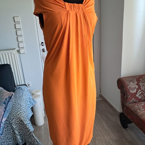 Max Mara dress vintage used, vibrant orange, viscose and elastane