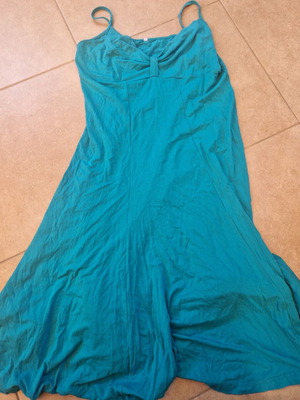 Beach dress used, cotton, turquoise, one size