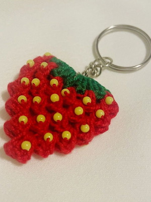 Handmade Strawberry Embroidered Keychain new