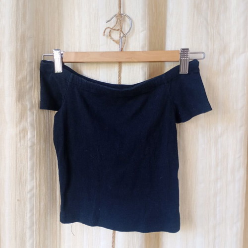 Zara Off-Shoulder Ribbed Texture Top like new, black, size S