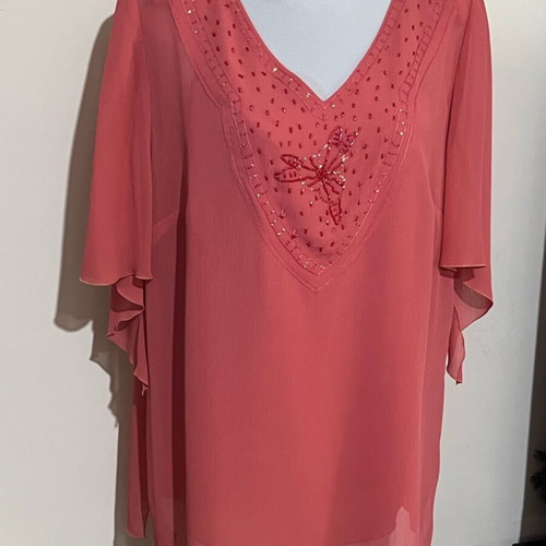 Muslin blouse and coral top set XL Dina like new