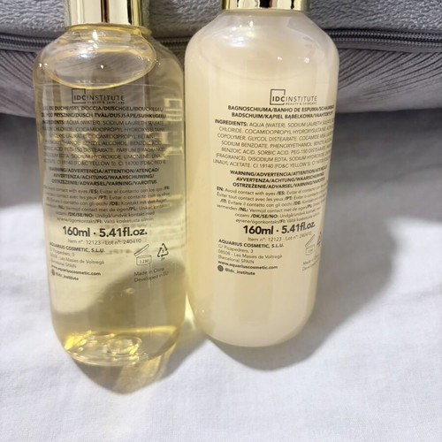 Shower gel and bubble bath set with stand, 160ml each