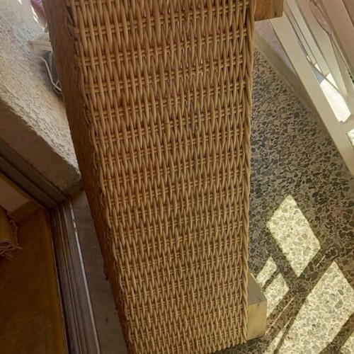 Bamboo veranda table used 98x98x34