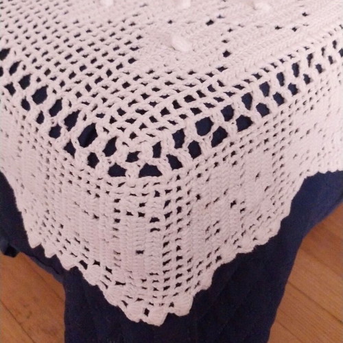 Vintage crochet blanket king size white cotton like new