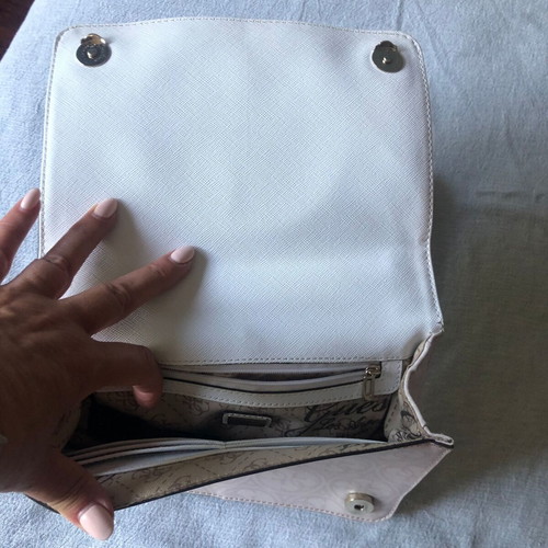 Guess pink white crossbody bag like new with metal chain