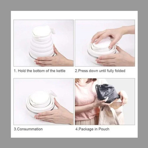 Travel folding electric kettle white new