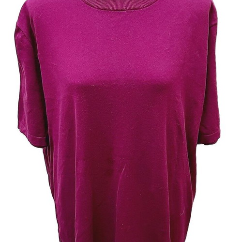 Vintage women's knitted blouse with short sleeves, cyclamen, used